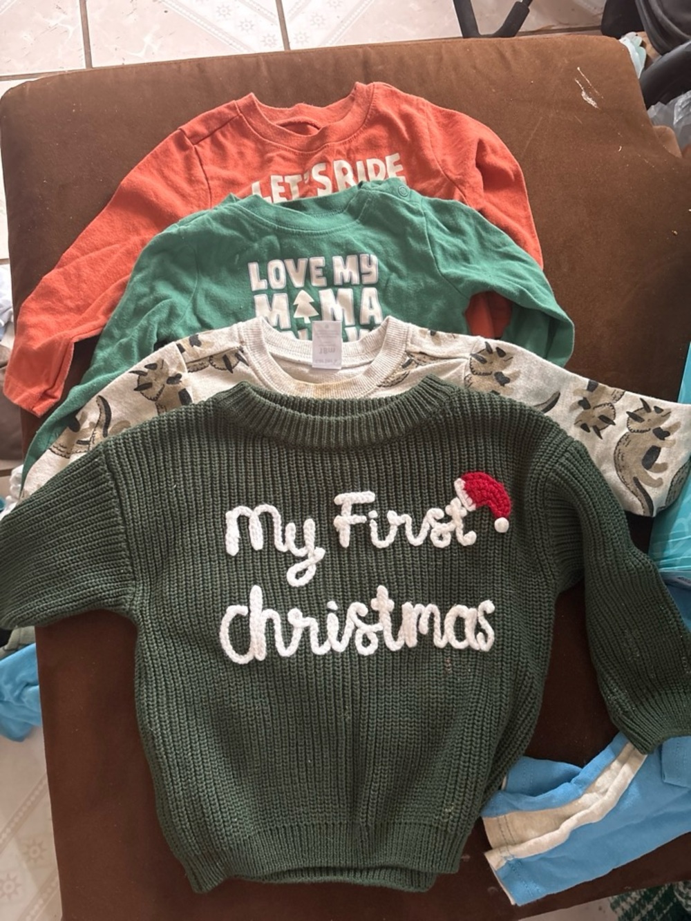 Green "My First Christmas" Knit Sweater for Kids